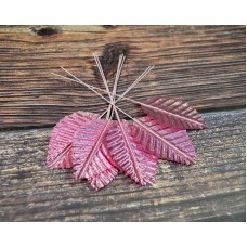 Тканевые листья на проволоке розовый 5 * 3см 12шт