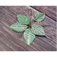 Тканевые листья на проволоке бирюзовый 5 * 3см 12шт