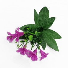 Ветка с цветками колокольчика 25 см, 5 бело-фиолетовых бутонов