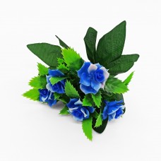 Ветка с цветками розы 20 см, 5 бело-синих бутонов