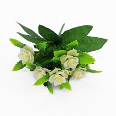 Ветка с цветками розы 20 см, 5 бело-лимонных бутонов