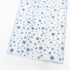 Бумага крафт белая Снежинки синий, 50гр/м2, 70см x 10м