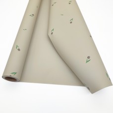Матовая пленка 58см * 10м, 60мкм, кофейные тюльпаны на фоне цвета серый шелк