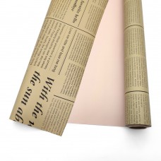 Матовая пленка двухсторонняя газета крафт / пыльный розовый, 58см * 10м, 65мкм