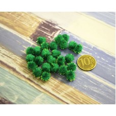 Помпоны 10 мм зеленого цвета с люрексом