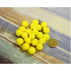 Помпоны 15 мм желтого цвета