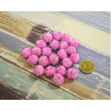 Помпоны 15 мм розовго цвета с люрексом