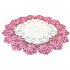 Салфетка ажурная круг d60 см розовая